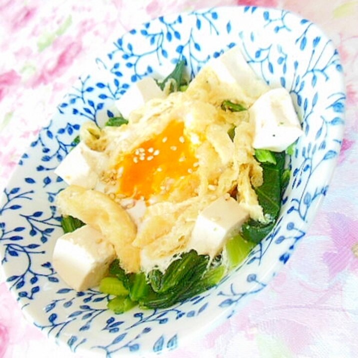 レンジｄｅ❤小松菜と油揚げの巣ごもり❤